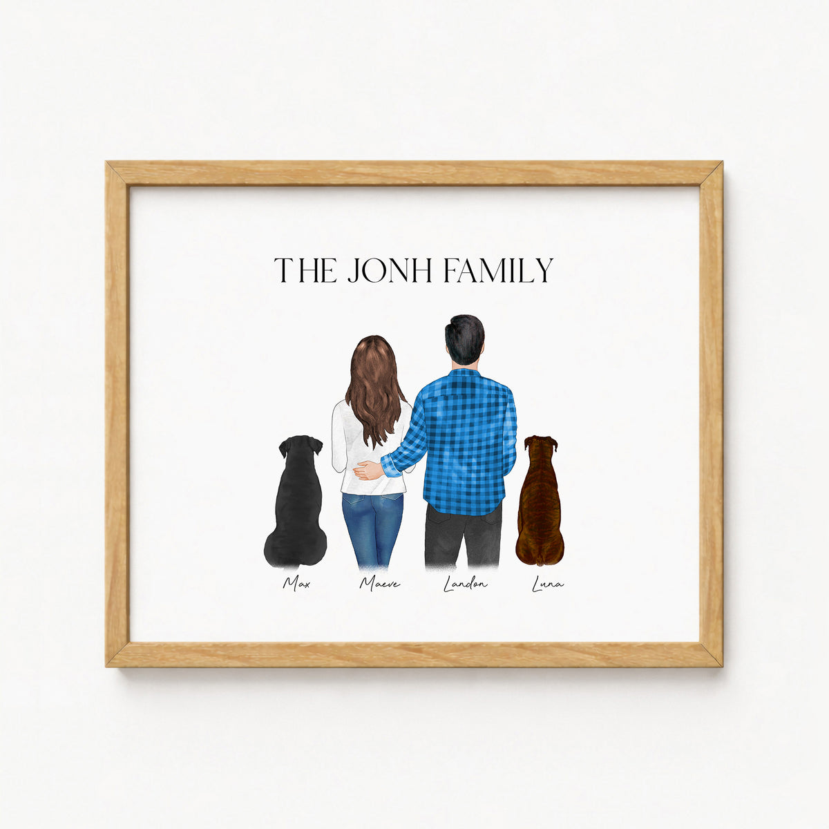 Custom Couple & Dog Portrait