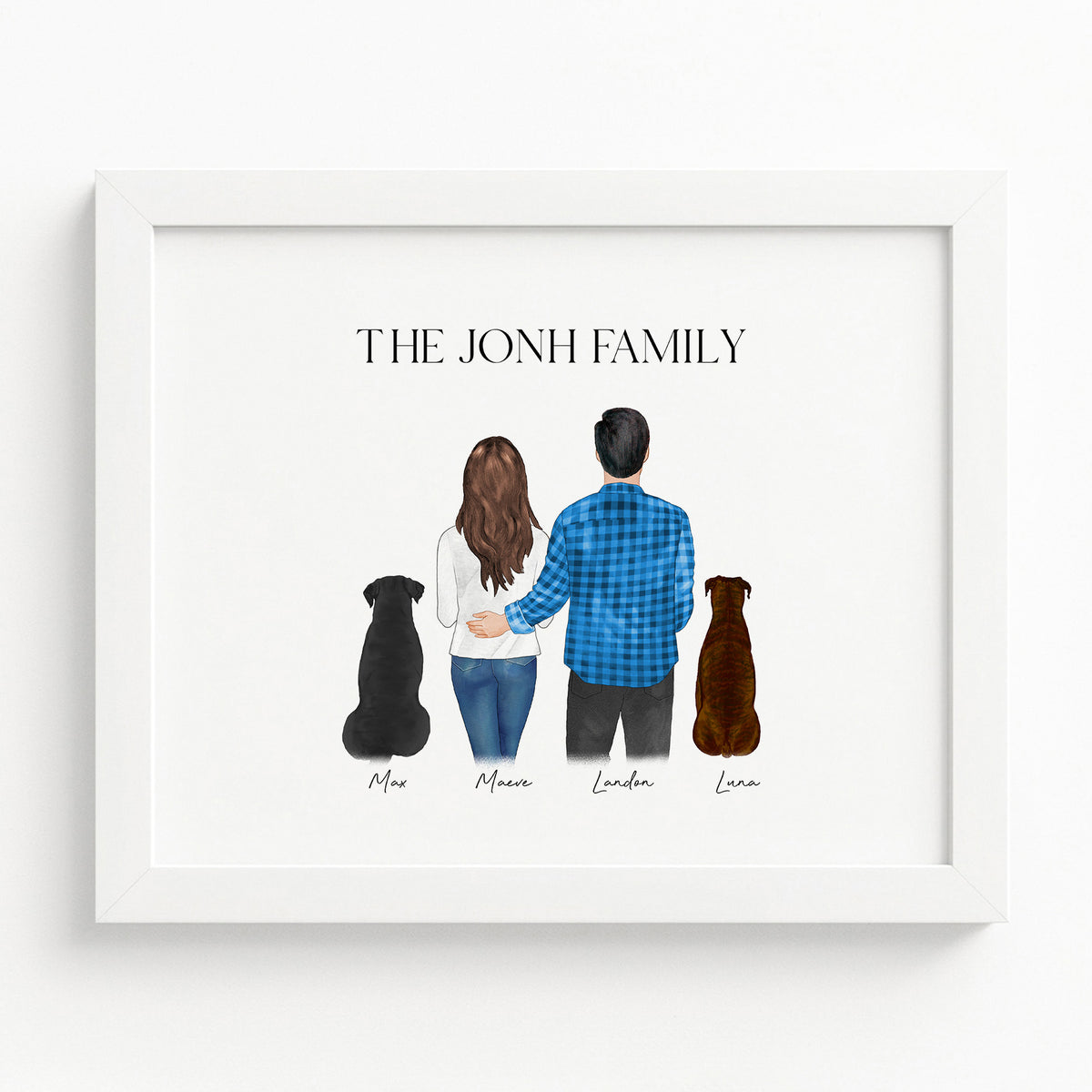 Custom Couple & Dog Portrait