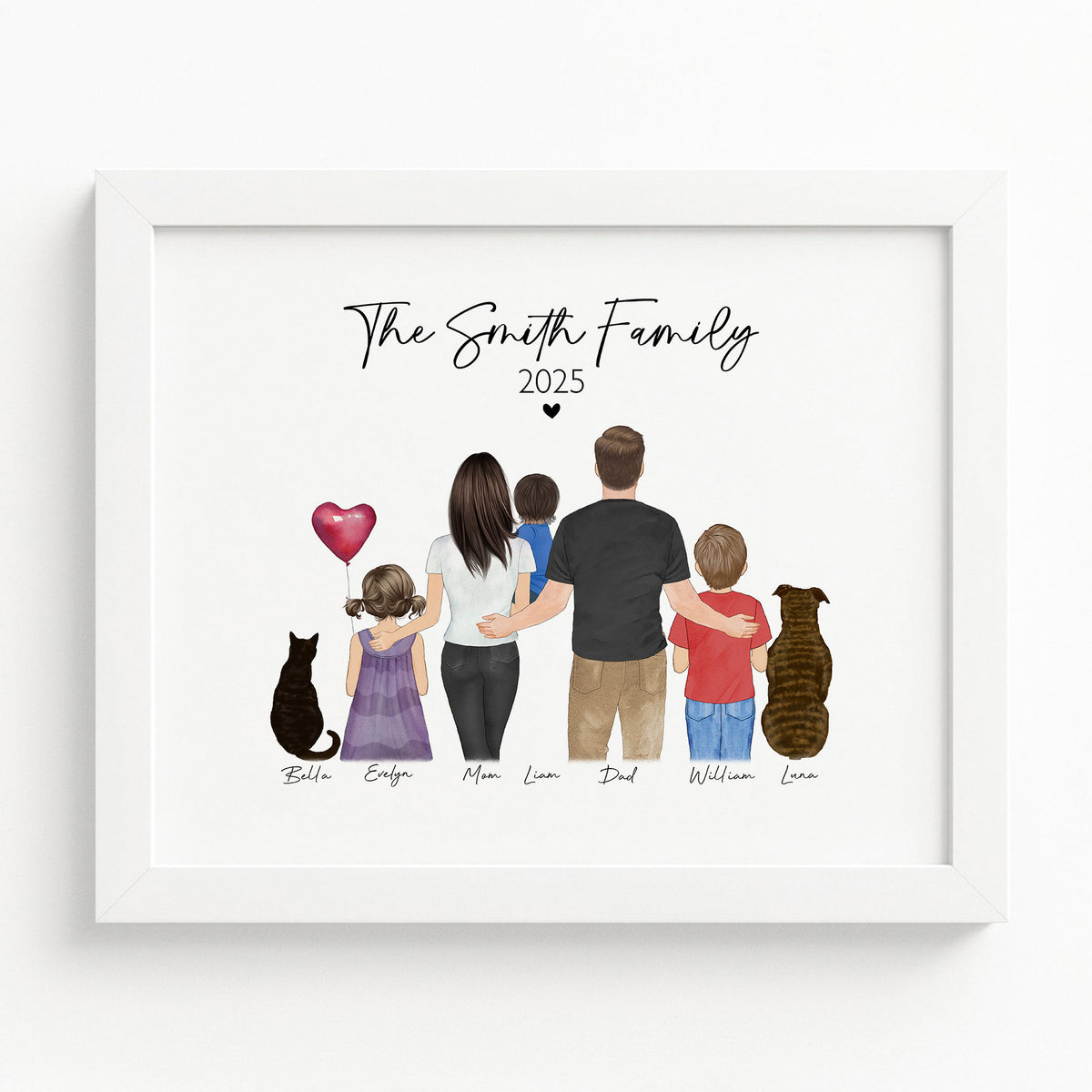 Custom Standing Family Portrait with Baby & Pet | Family Gift