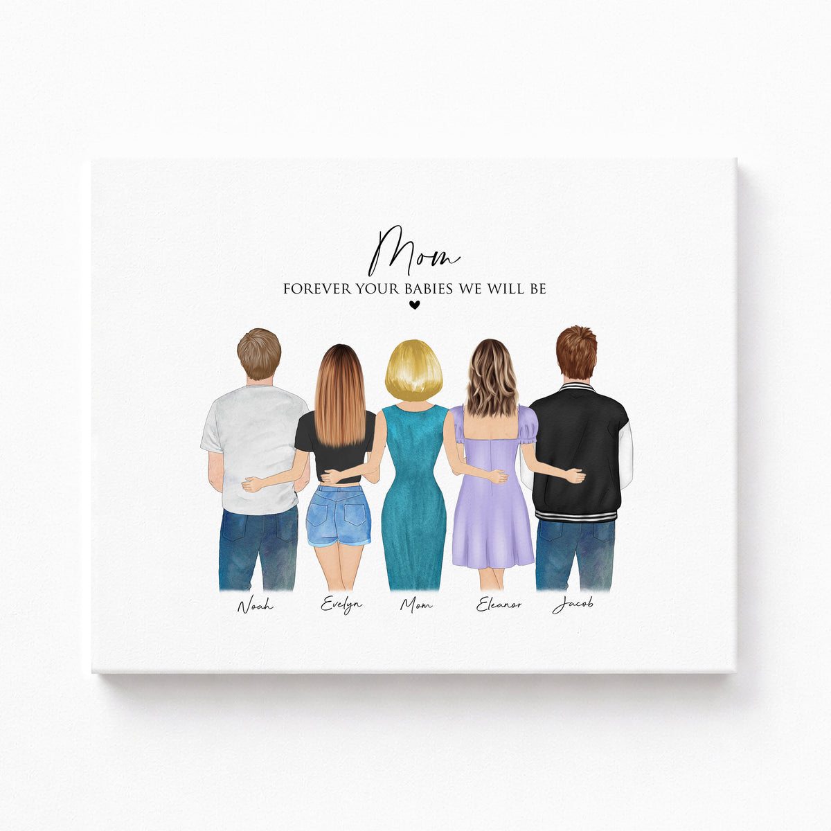 Custom Mother & Children Family Portrait | Gift for Mom