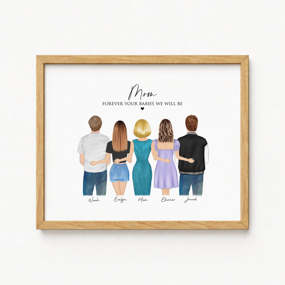 Custom Mother & Children Family Portrait | Gift for Mom