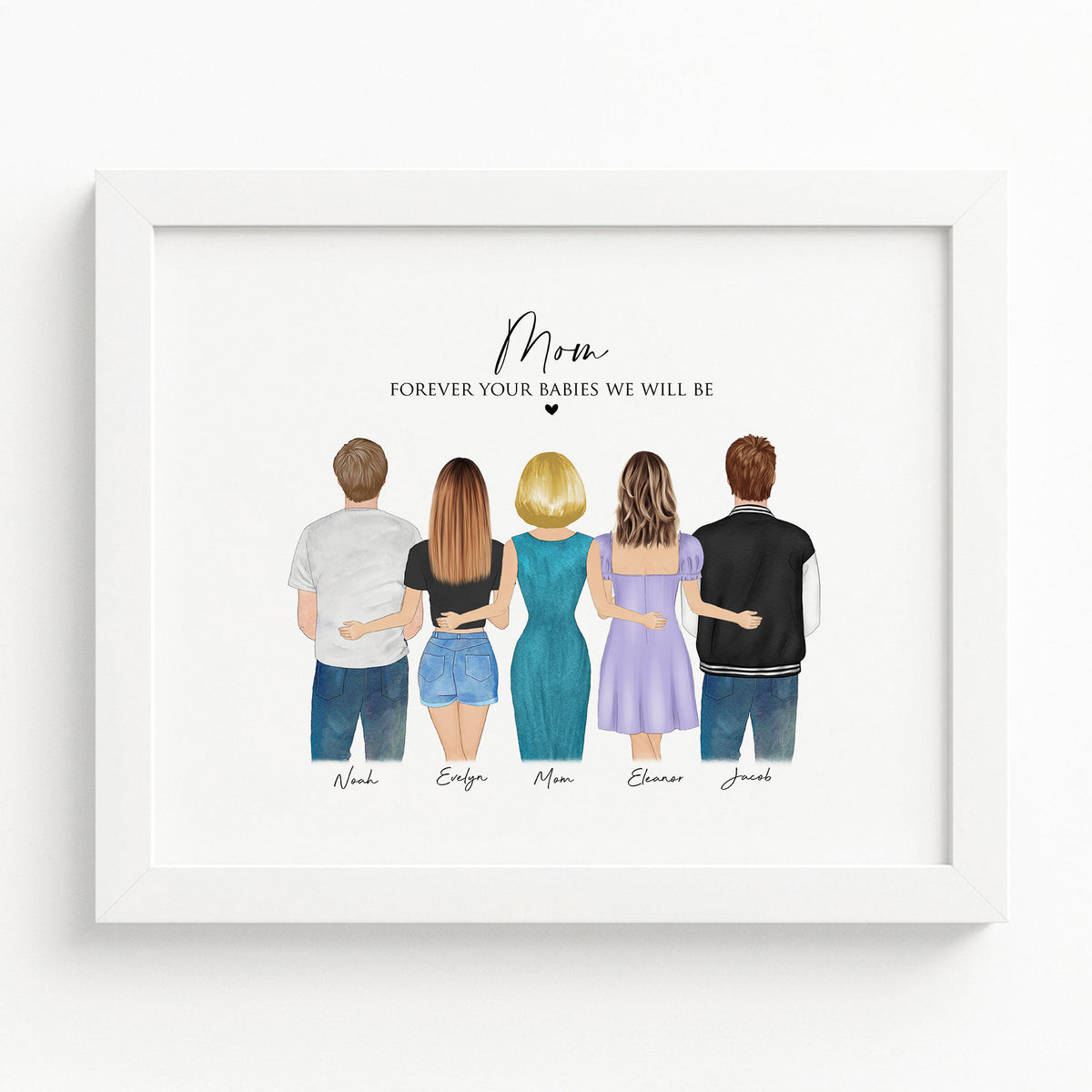 Custom Mother & Children Family Portrait | Gift for Mom