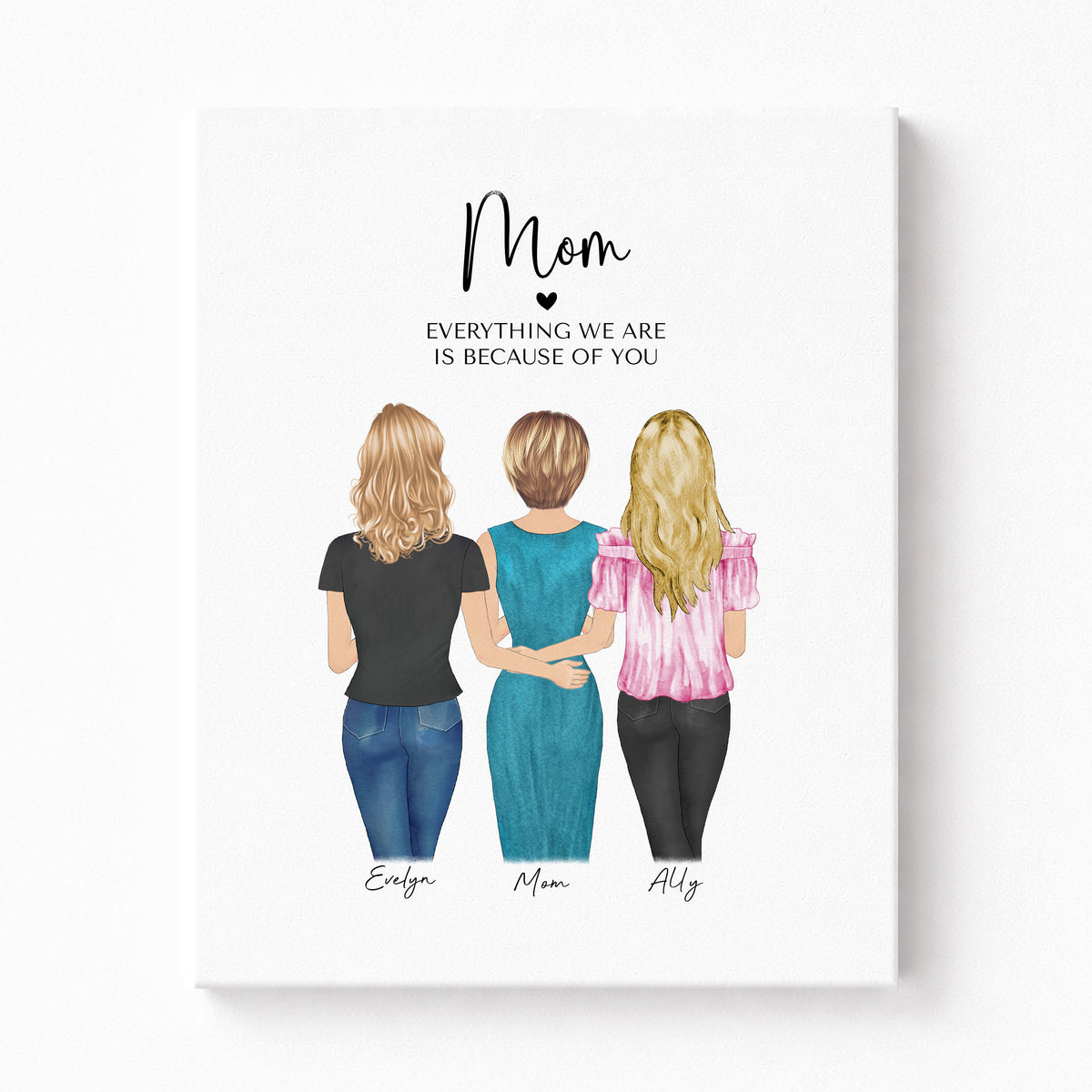 Custom Mother & Daughters Portrait | 'Mom, Everything We Are'