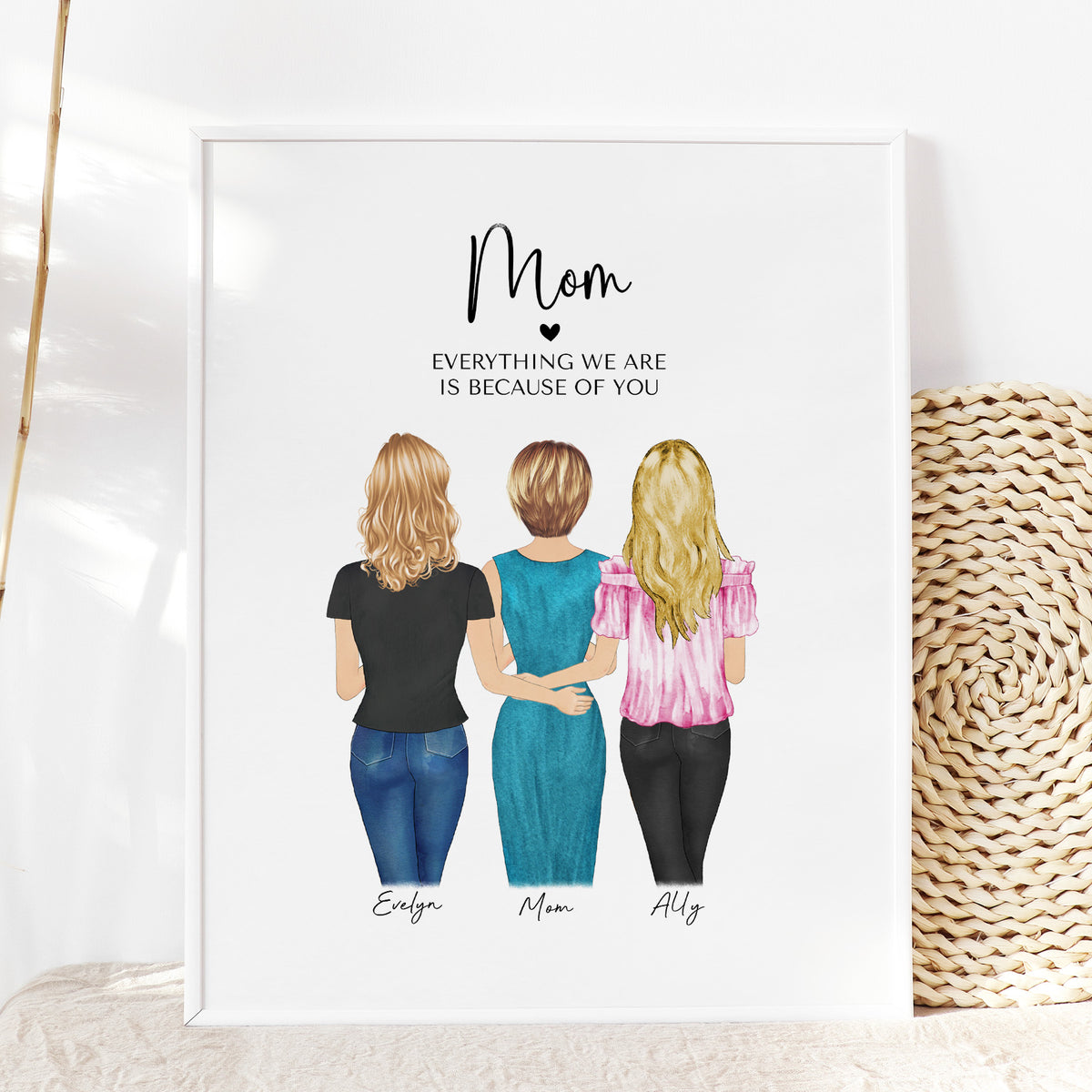 Custom Mother & Daughters Portrait | 'Mom, Everything We Are'