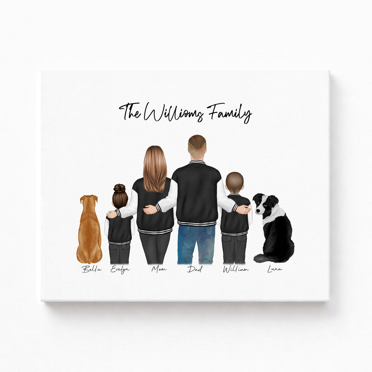 Custom Family Standing Portrait with Baby & Pet | Family Gift