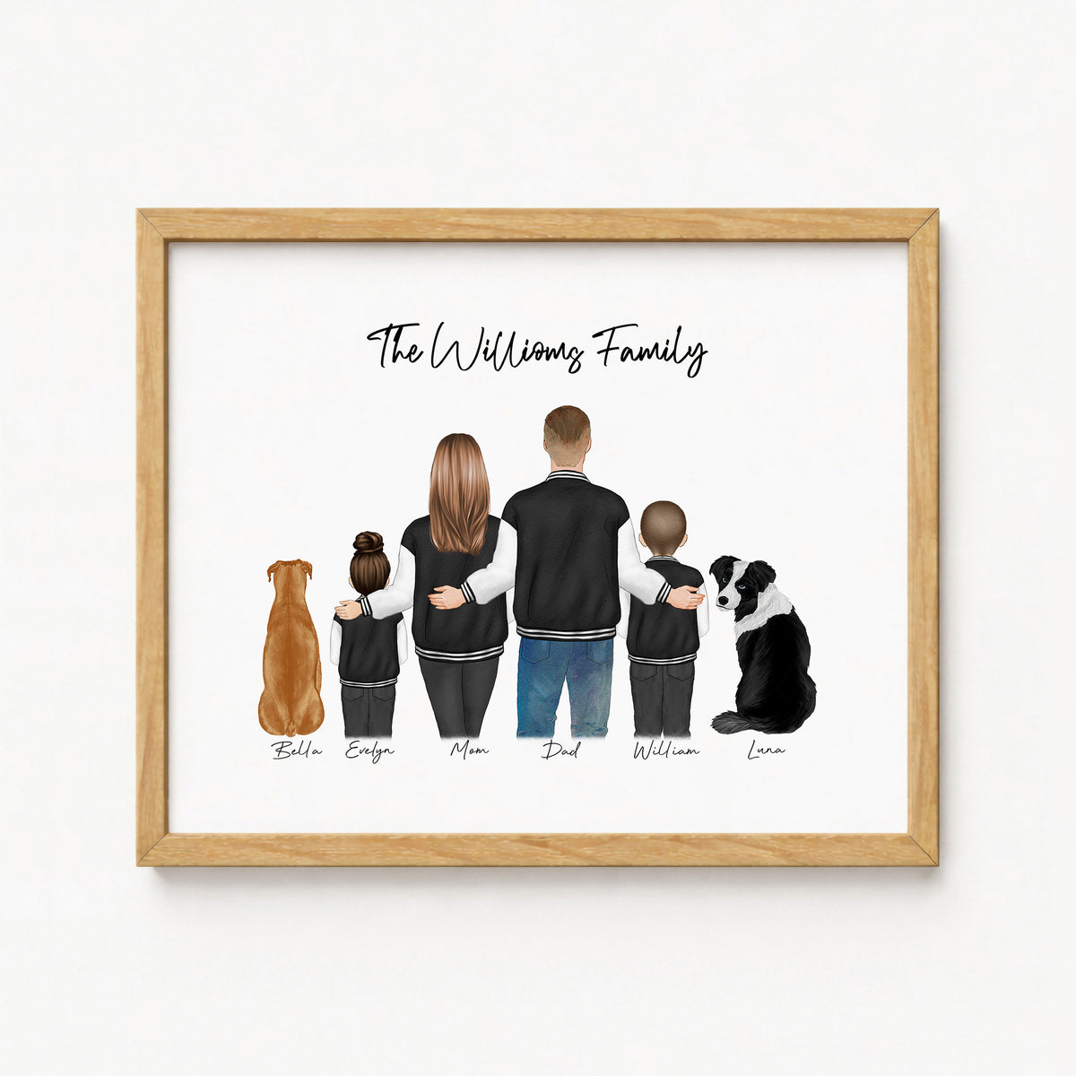 Custom Family Standing Portrait with Baby & Pet | Family Gift