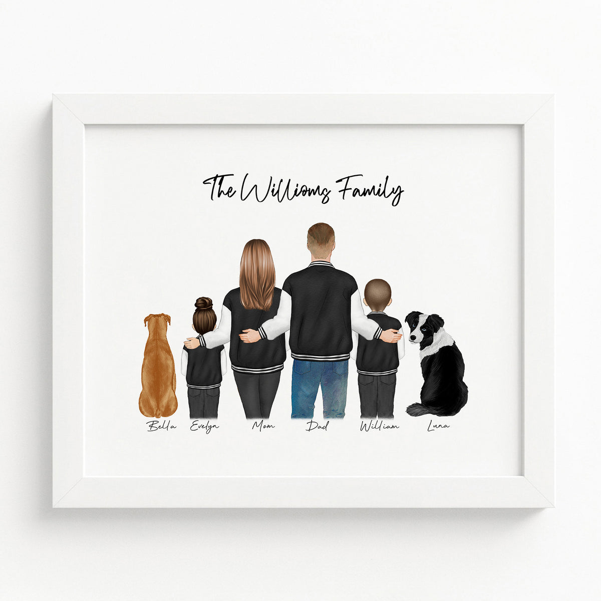 Custom Family Standing Portrait with Baby & Pet | Family Gift