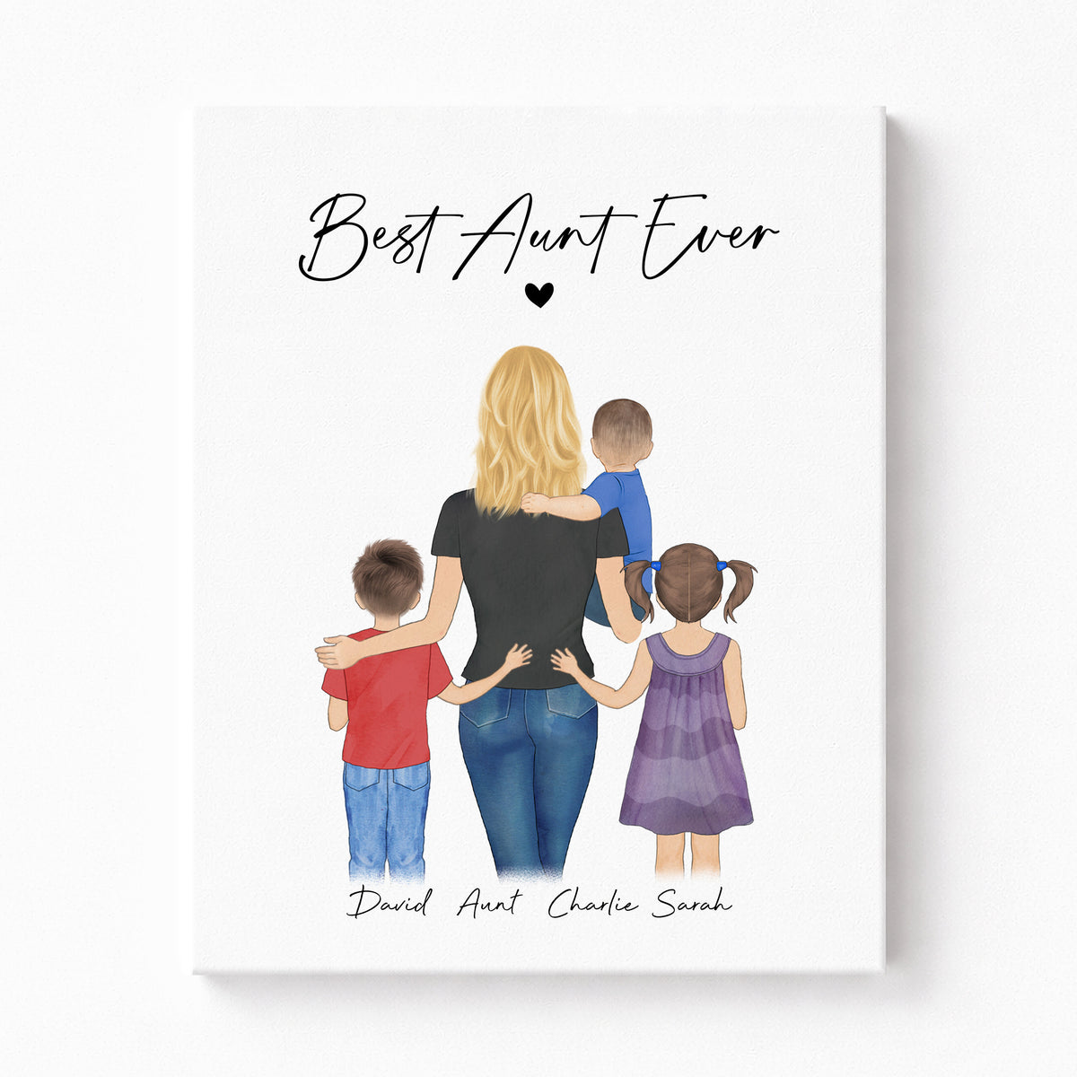 Custom Aunt with Niece & Nephew Portrait | Gift for Auntie