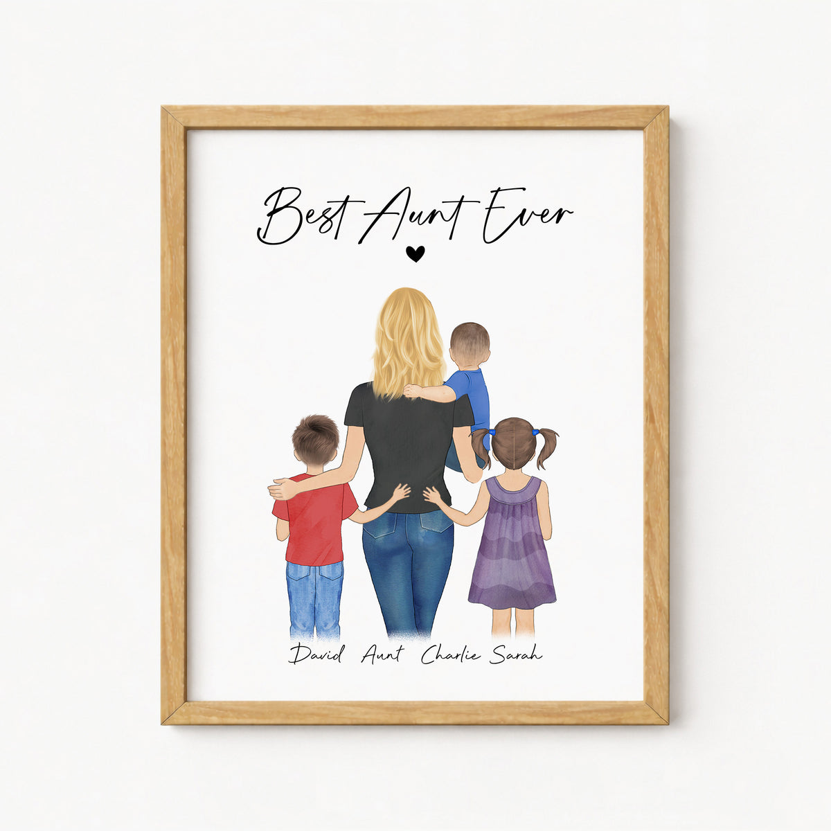 Custom Aunt with Niece & Nephew Portrait | Gift for Auntie