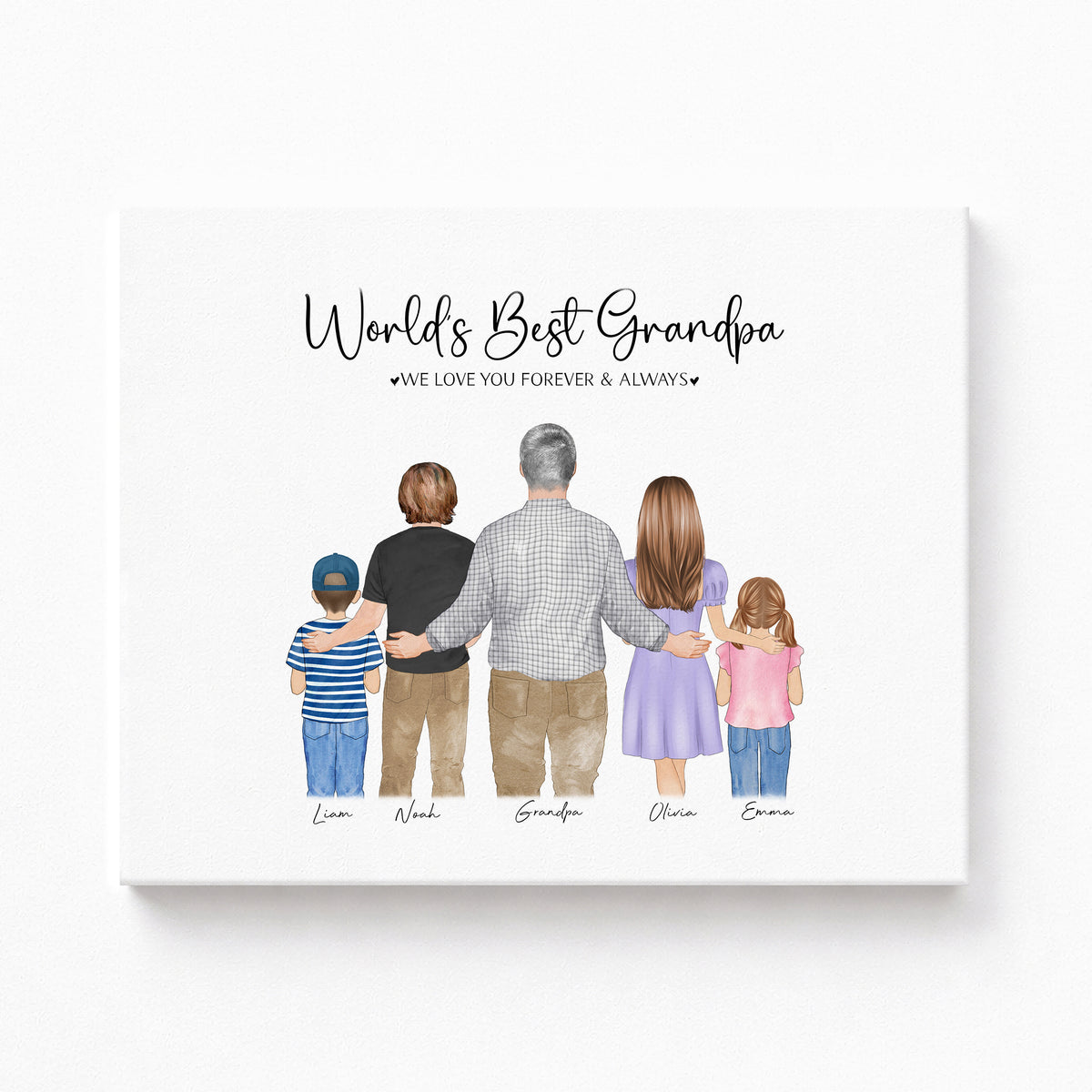 Custom Grandfather & Grandkids Portrait | Grandpa Gift