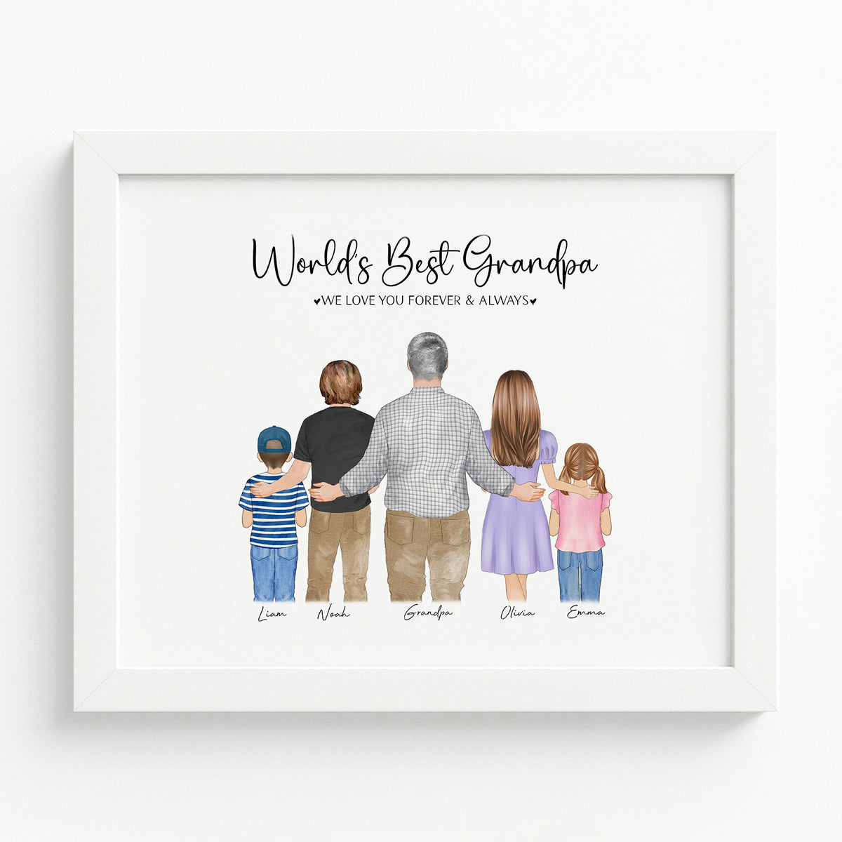 Custom Grandfather & Grandkids Portrait | Grandpa Gift