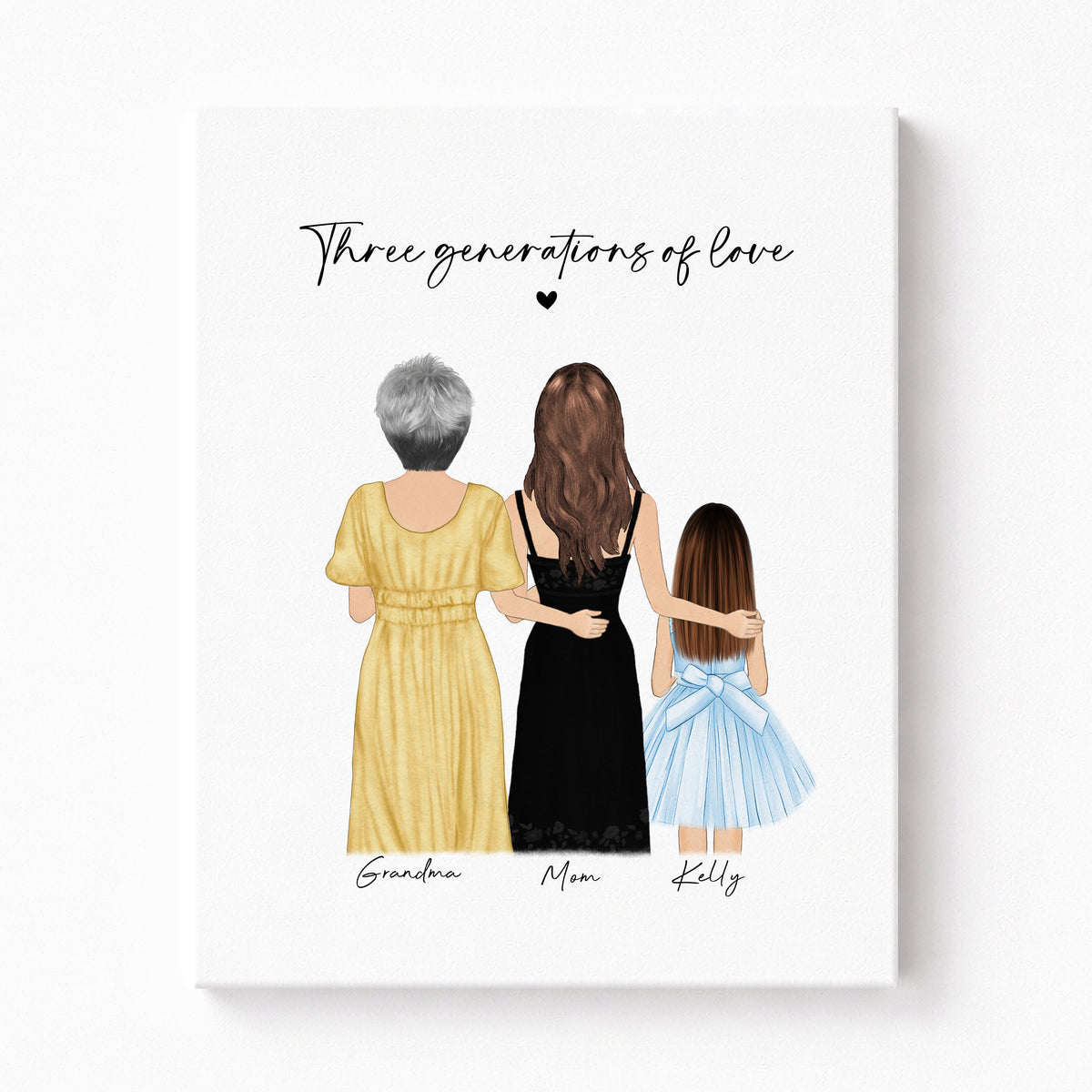 Three Generations Portrait | Grandma, Mother & Daughter Gift