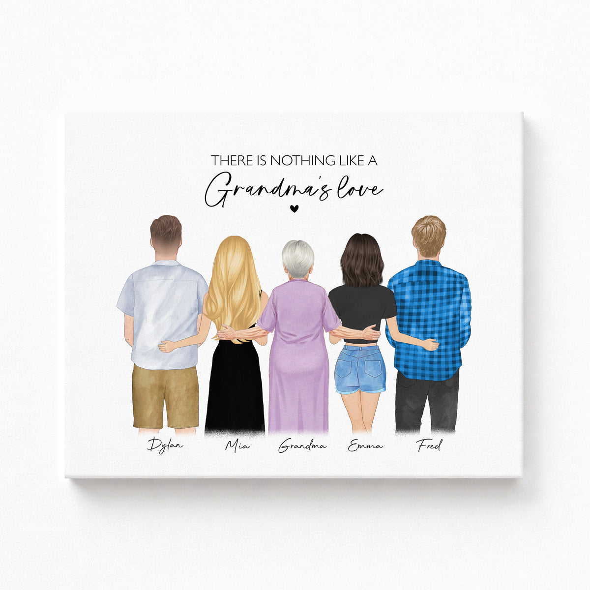 Custom Standing Grandma & Grandkids Portrait | Gift for Grandma