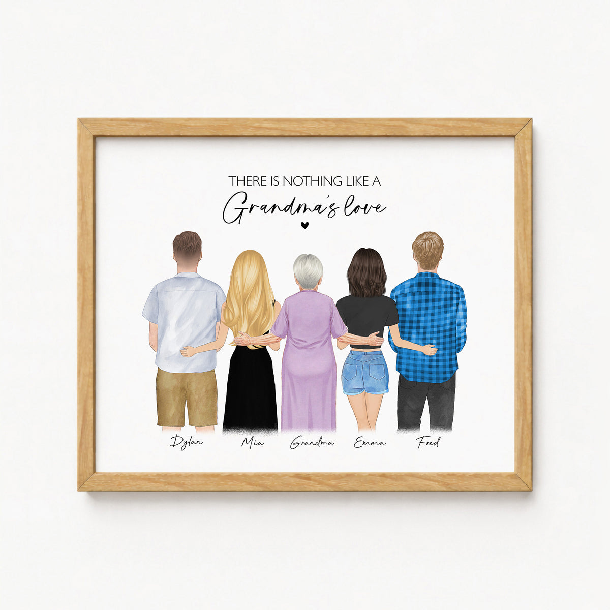 Custom Standing Grandma & Grandkids Portrait | Gift for Grandma