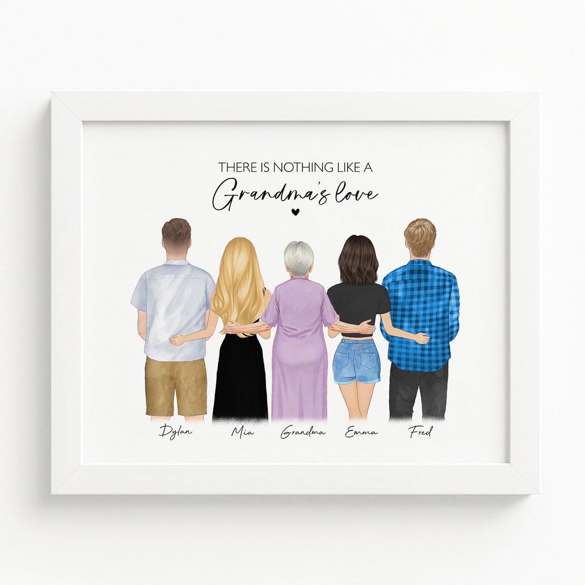Custom Standing Grandma & Grandkids Portrait | Gift for Grandma