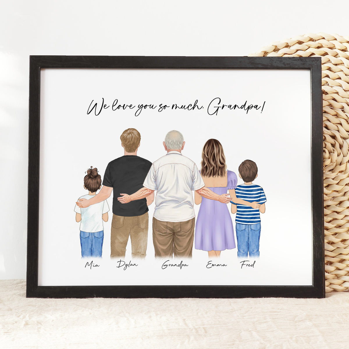 Custom Great Grandpa & Grandkids Portrait | Grandfather Gift