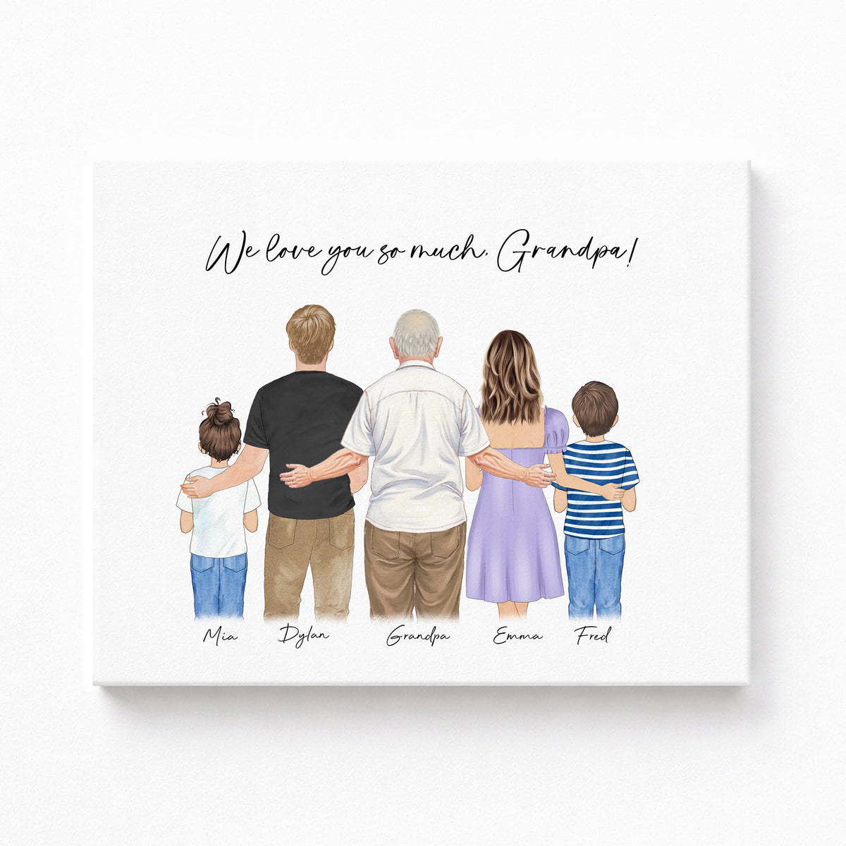 Custom Great Grandpa & Grandkids Portrait | Grandfather Gift