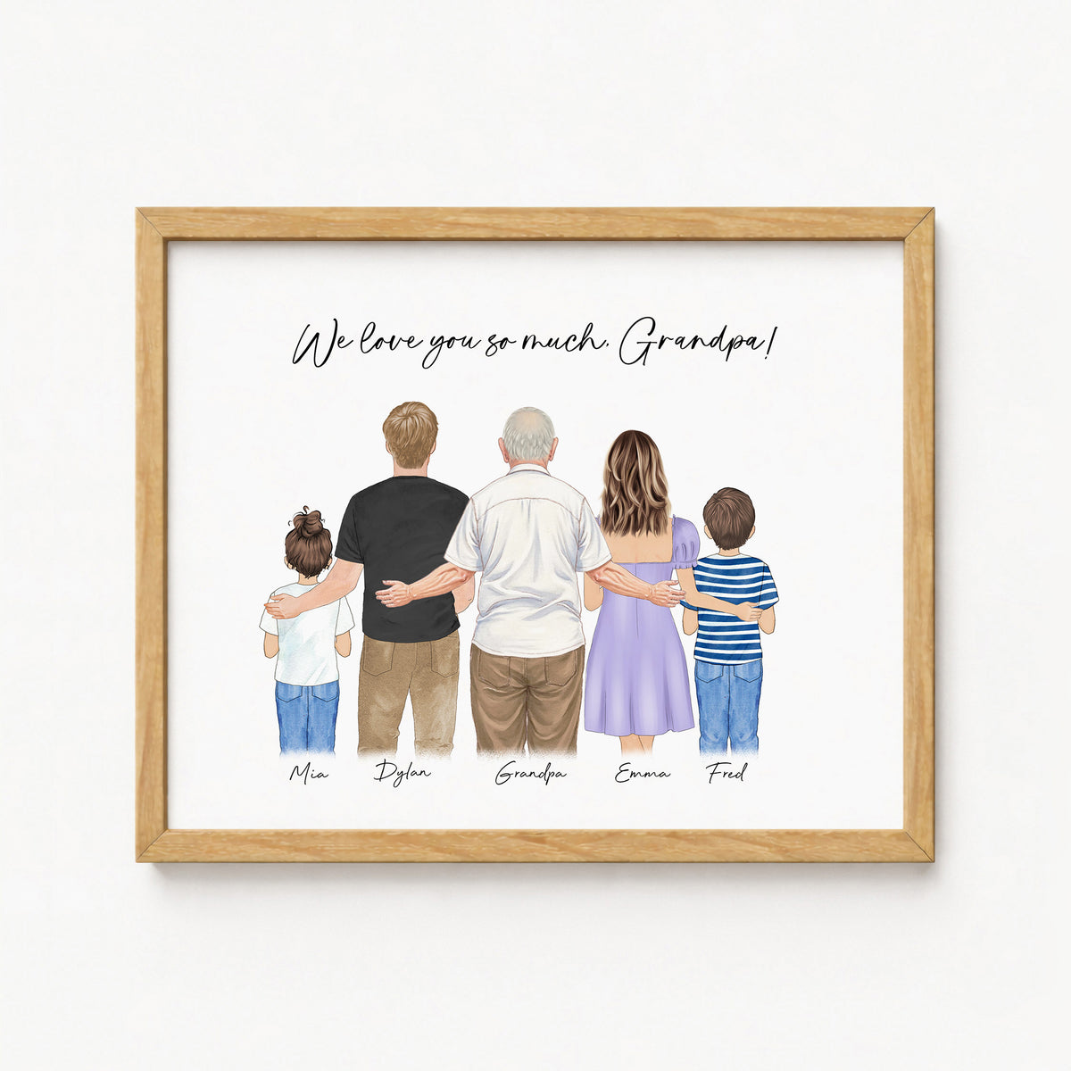 Custom Great Grandpa & Grandkids Portrait | Grandfather Gift