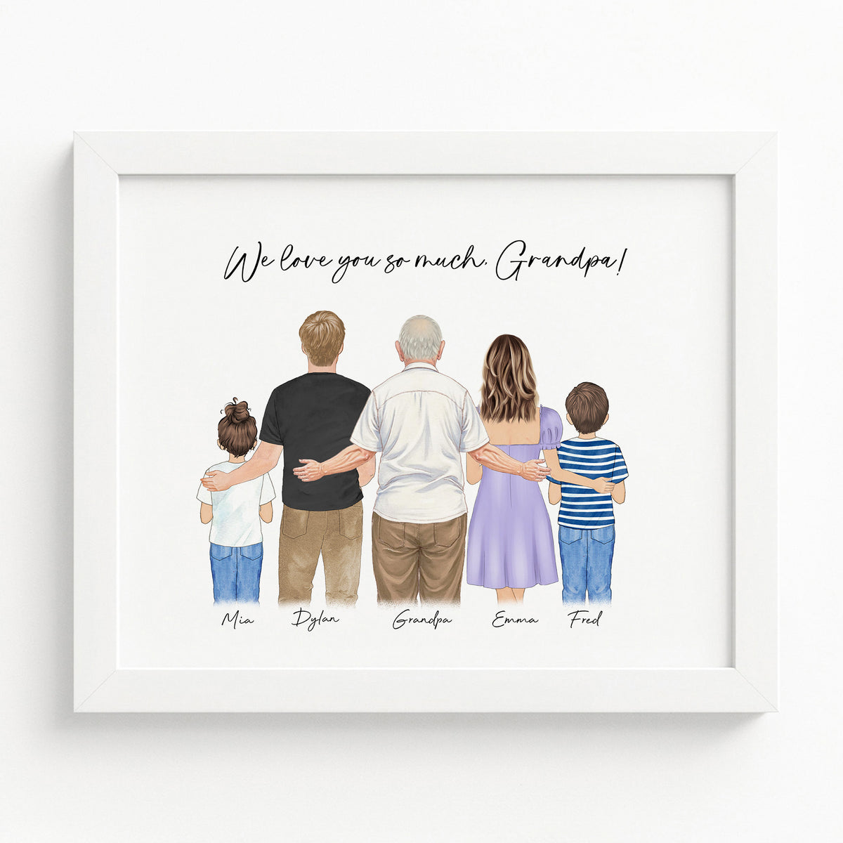 Custom Great Grandpa & Grandkids Portrait | Grandfather Gift