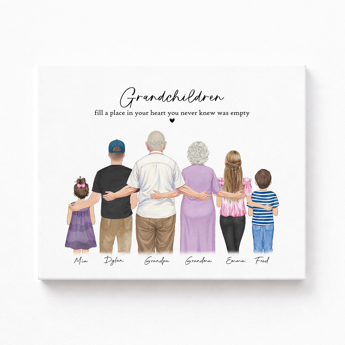 Personalized Grandparents & Grandkids Watercolor Portrait Gift