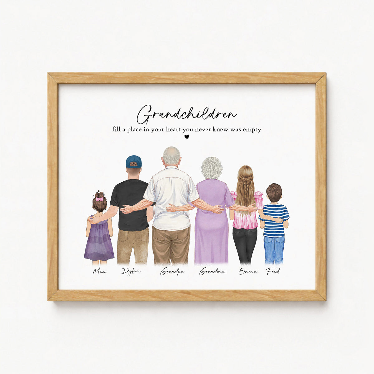 Personalized Grandparents & Grandkids Watercolor Portrait Gift