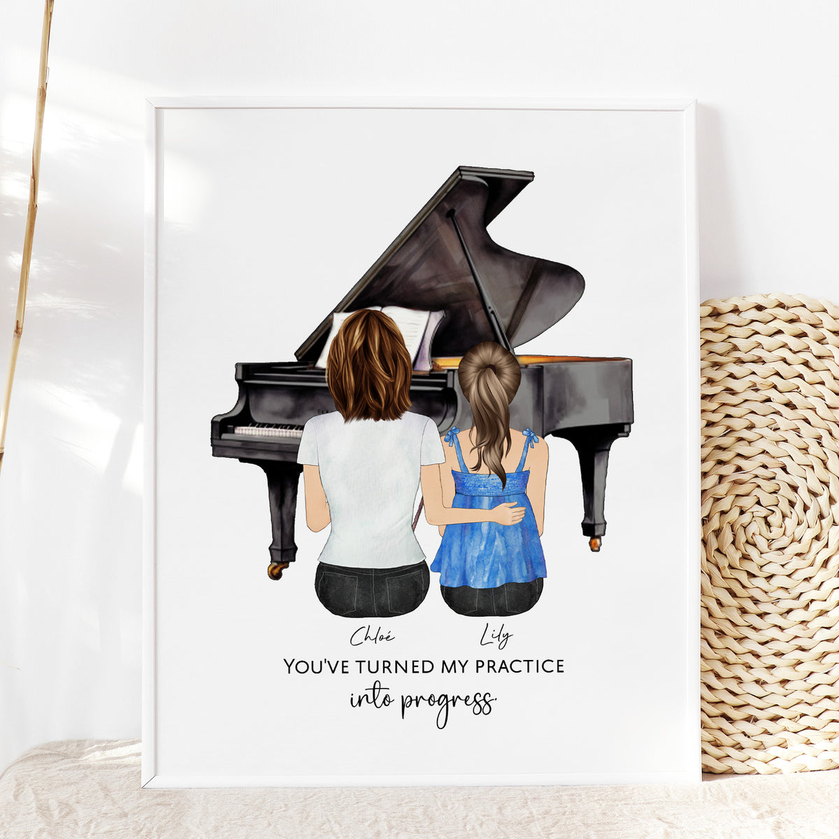 Personalized Piano Teacher Gift | Teacher Appreciation Portrait