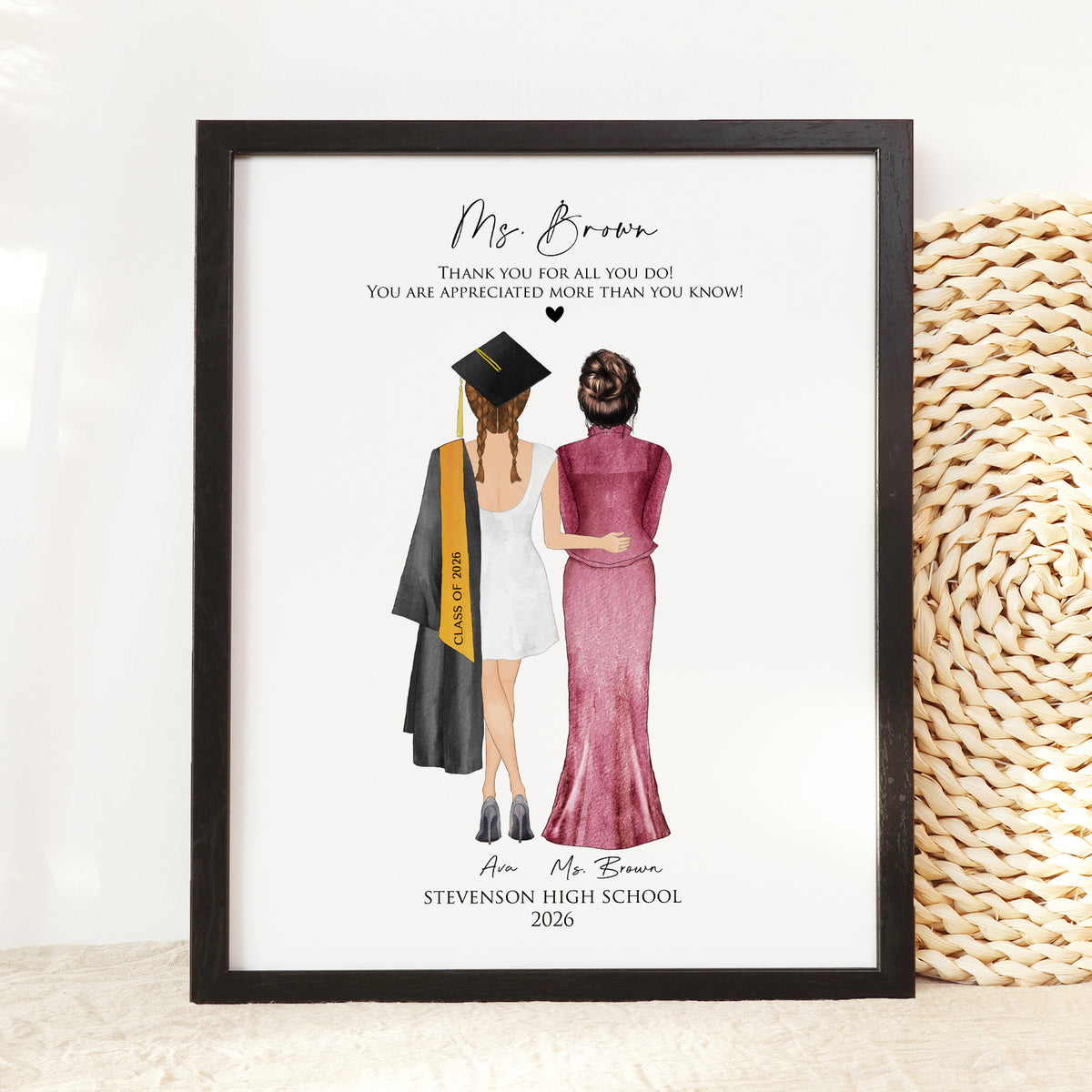 Custom Graduate & Teacher Portrait | Teacher Thank You Gift