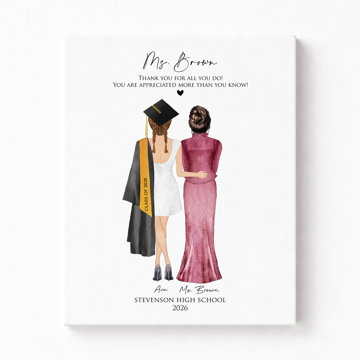 Custom Graduate & Teacher Portrait | Teacher Thank You Gift