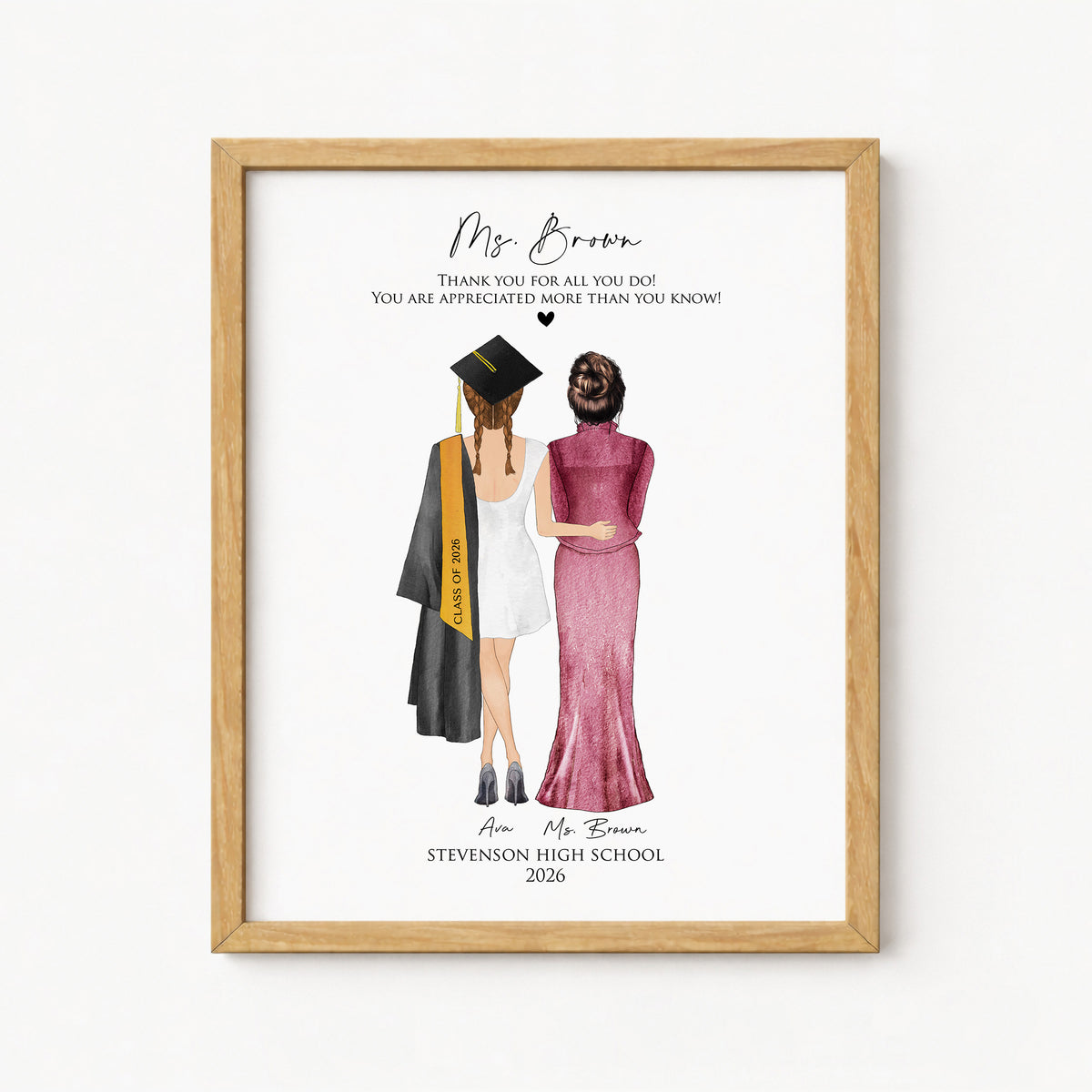 Custom Graduate & Teacher Portrait | Teacher Thank You Gift