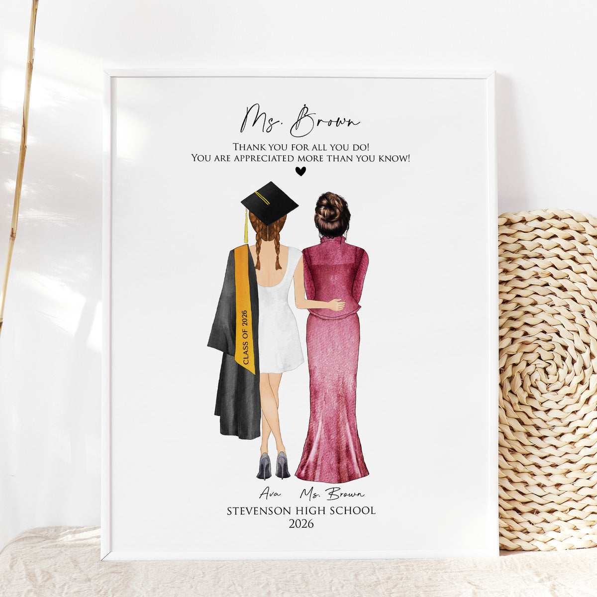 Custom Graduate & Teacher Portrait | Teacher Thank You Gift