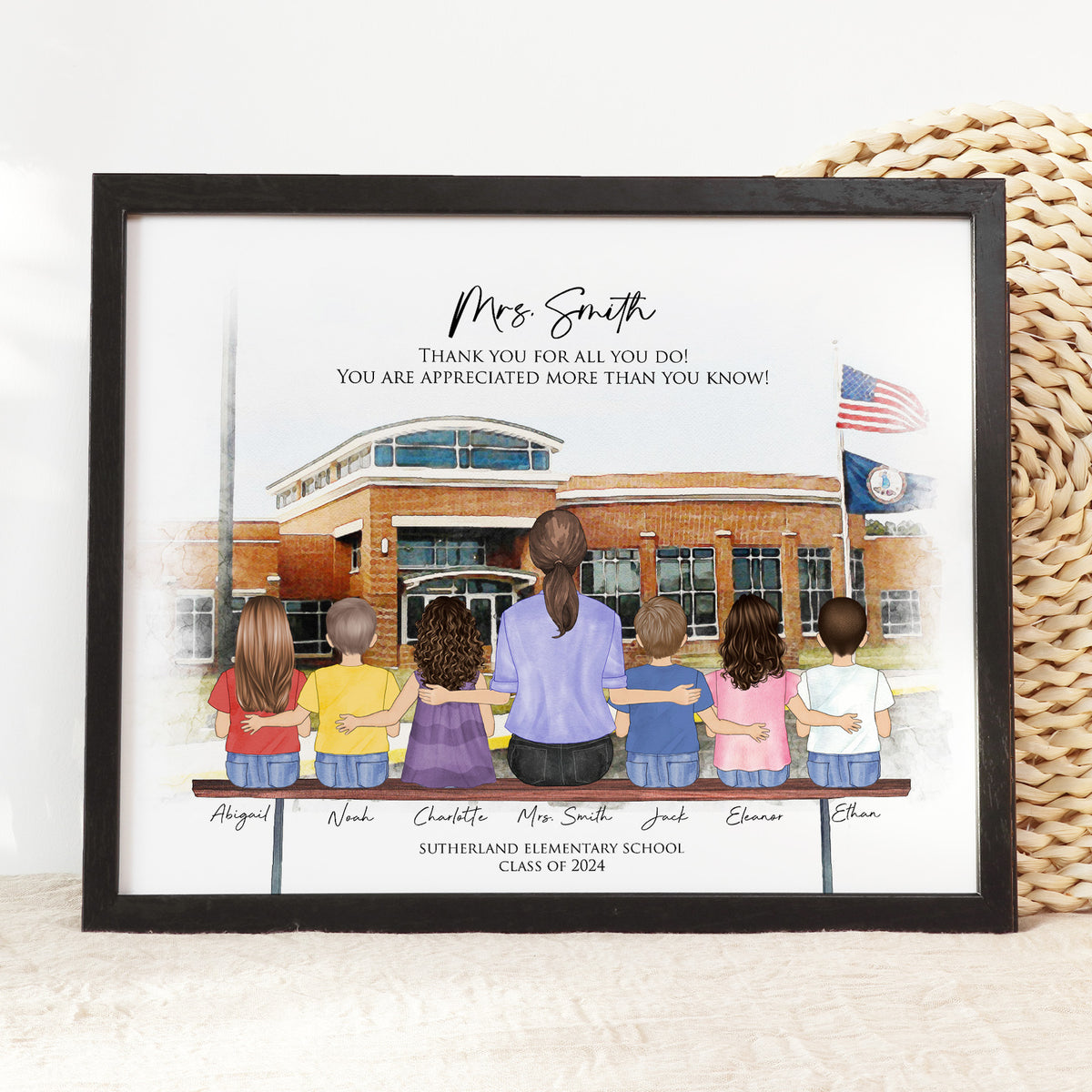 Personalized Teacher Portrait with School Background