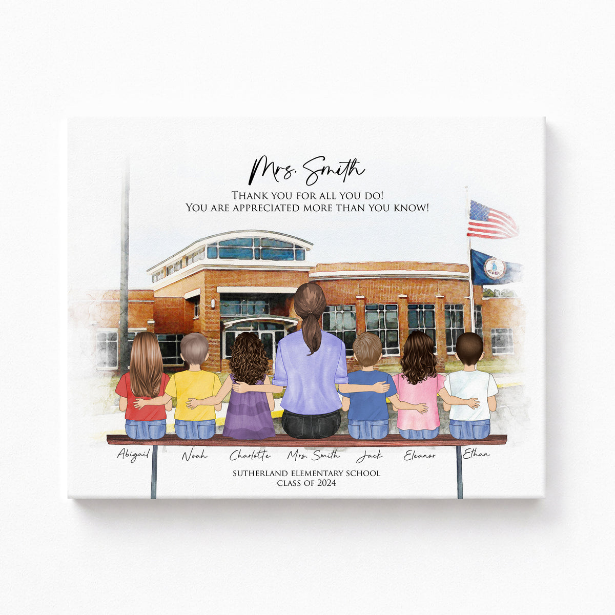 Personalized Teacher Portrait with School Background