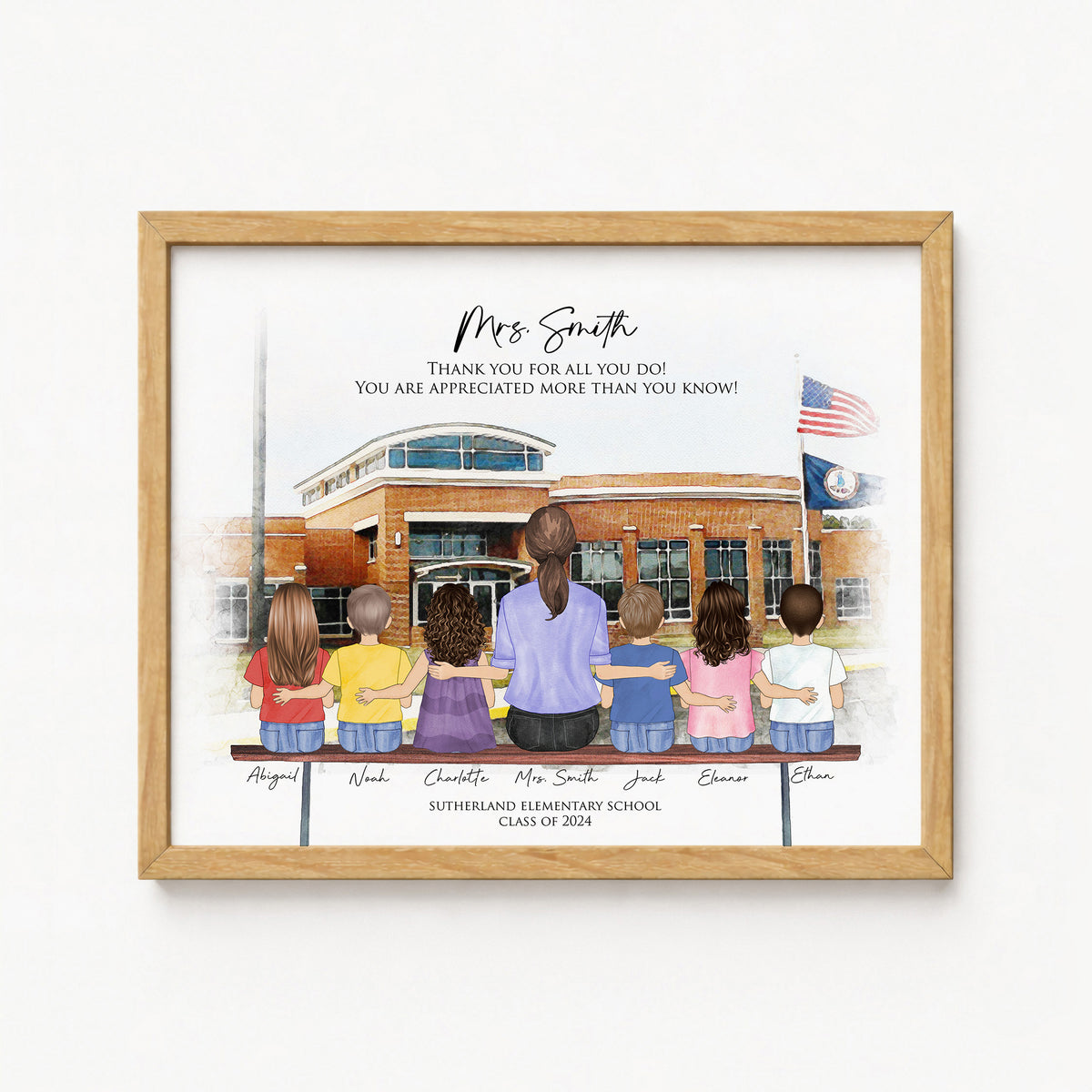 Personalized Teacher Portrait with School Background