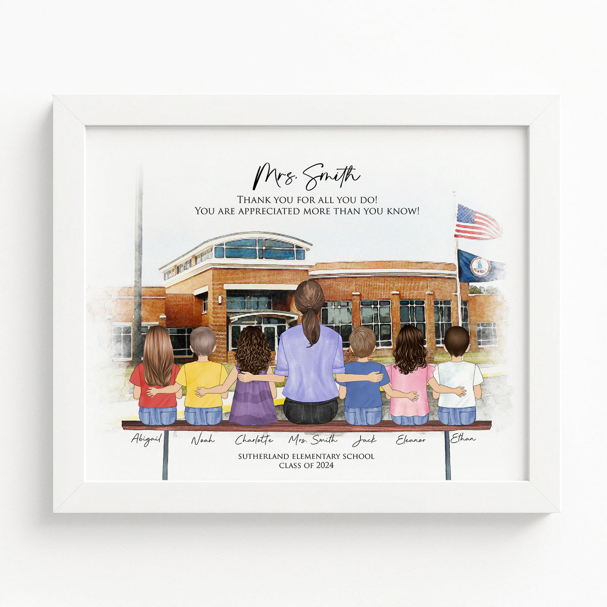 Personalized Teacher Portrait with School Background