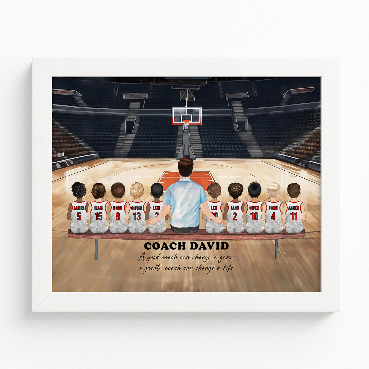 Personalized Basketball Coach Gift | Coach & Team Portrait