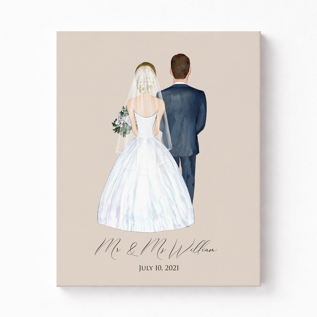 Custom Bride & Groom Wedding Portrait | Personalized Wedding Gift