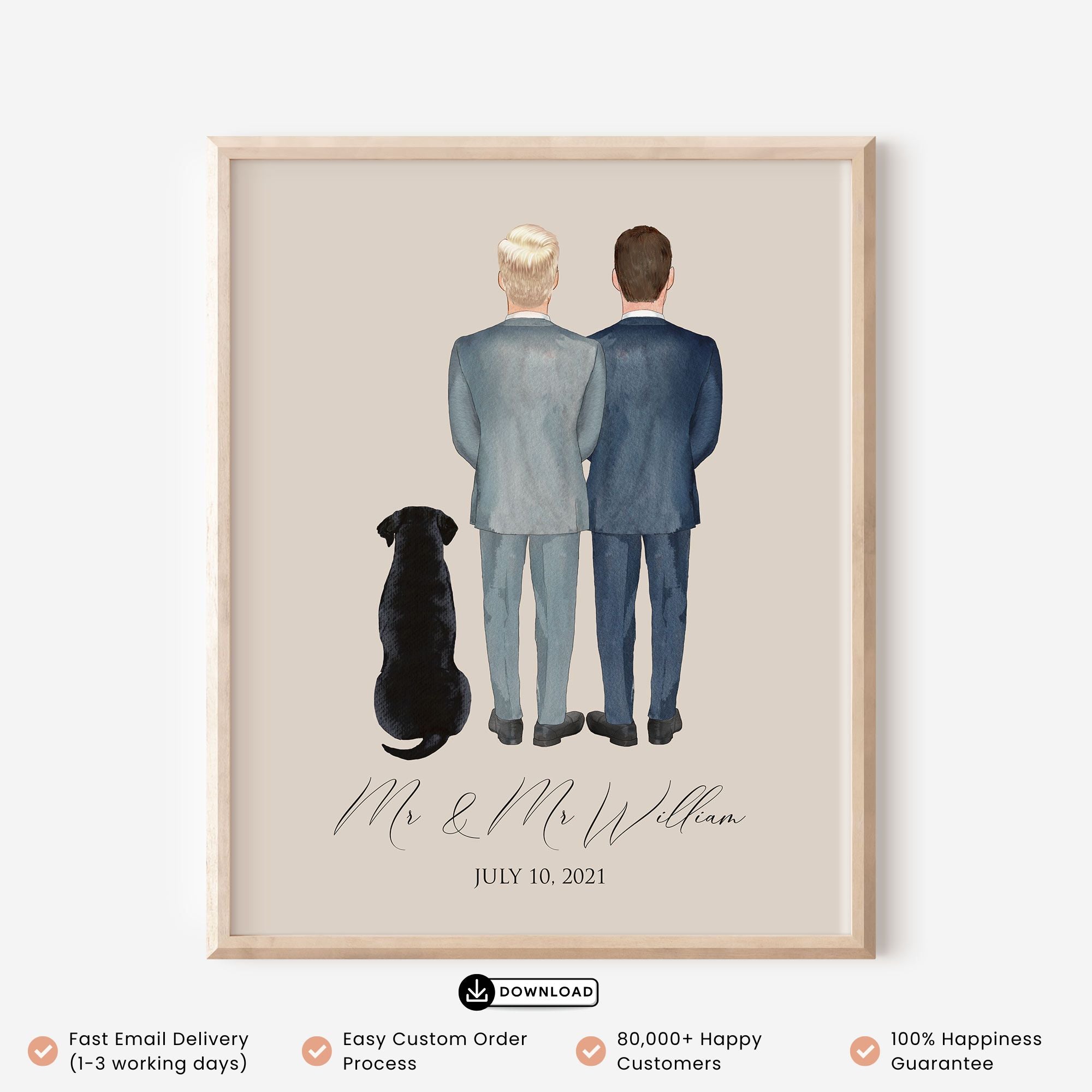 Mr and Mr Custom Wedding Portrait Art
