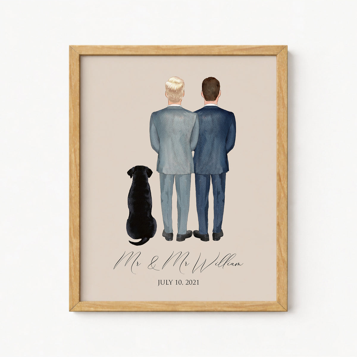 Mr and Mr Wedding Portrait | Custom Gay Couple Keepsake