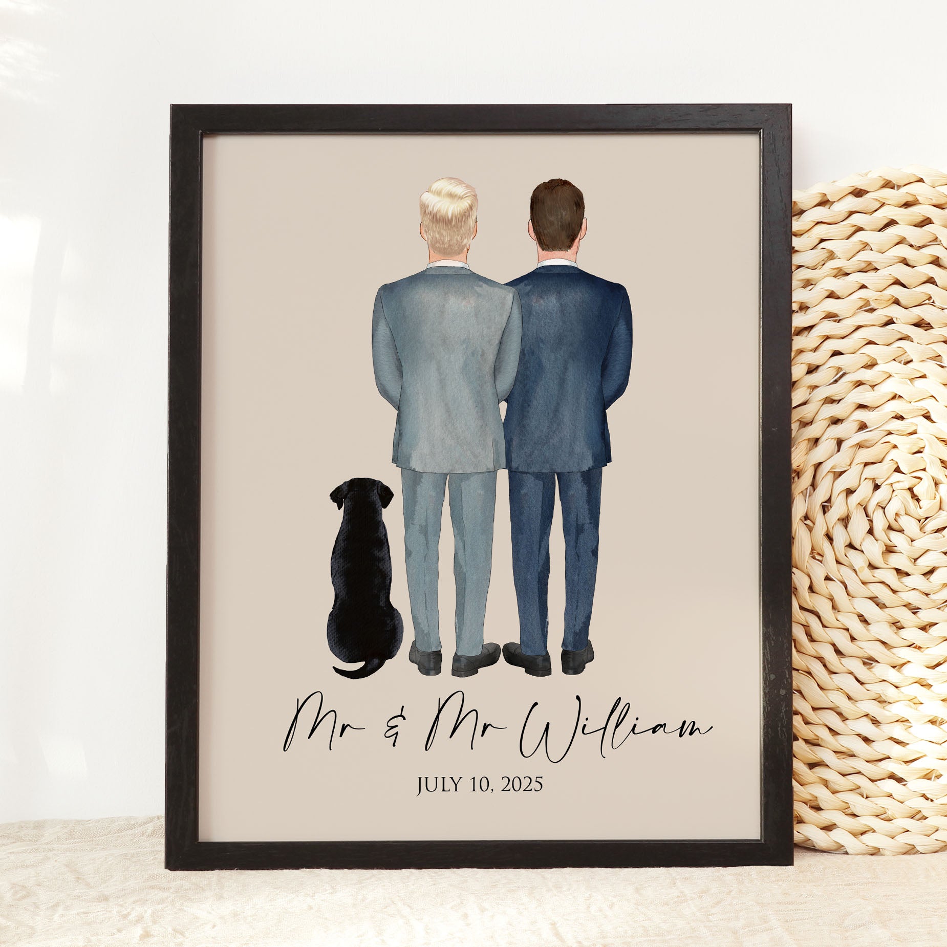 Mr and Mr Custom Wedding Portrait Art