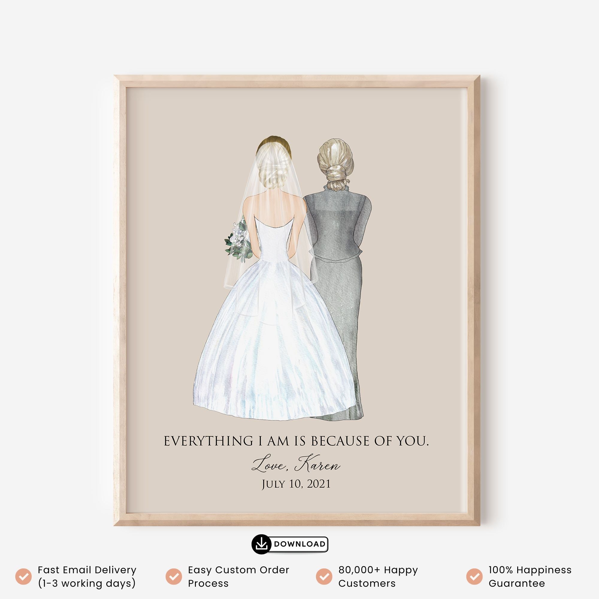 Bride and Mother of Bride Custom Wedding Wall Art