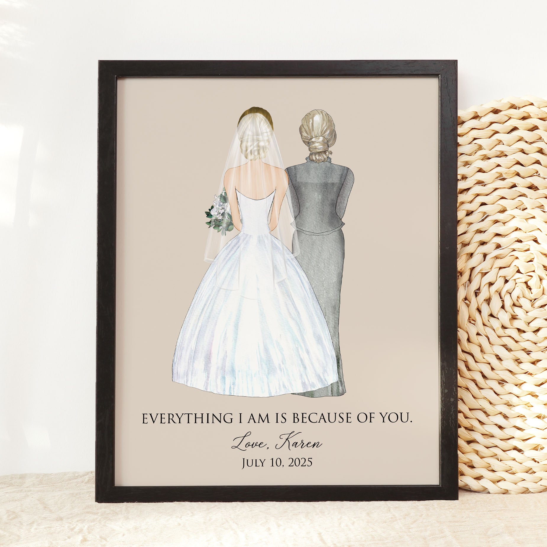 Bride and Mother of Bride Custom Wedding Wall Art
