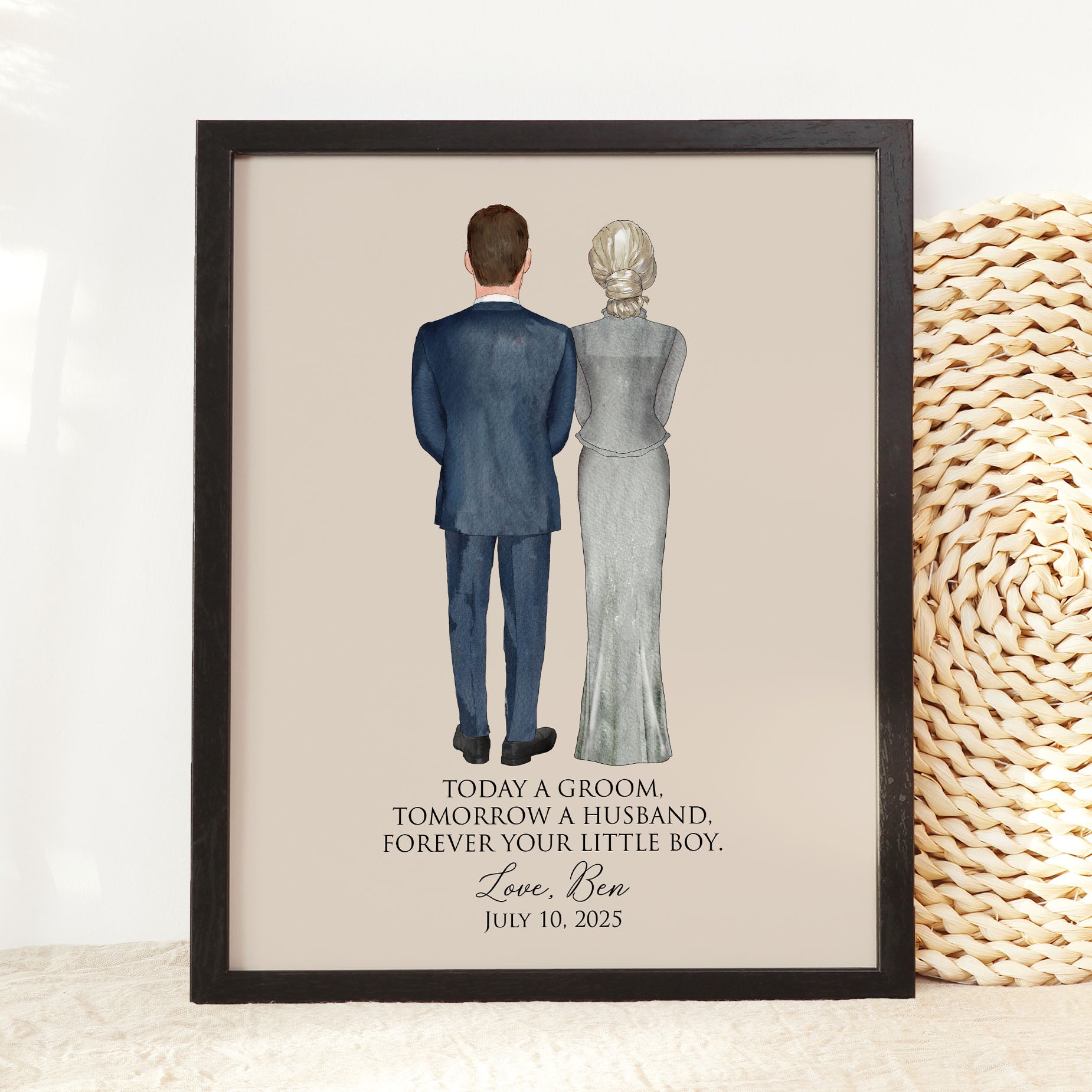 Groom and Mother Custom Wedding Portrait