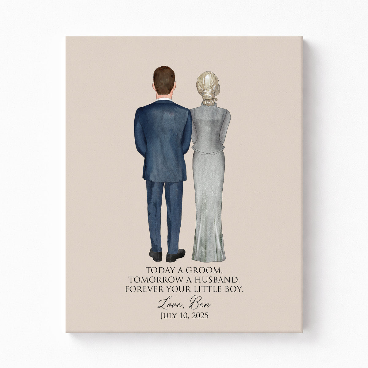 Custom Groom & Mother of Groom Portrait | Wedding Day Mom Gift