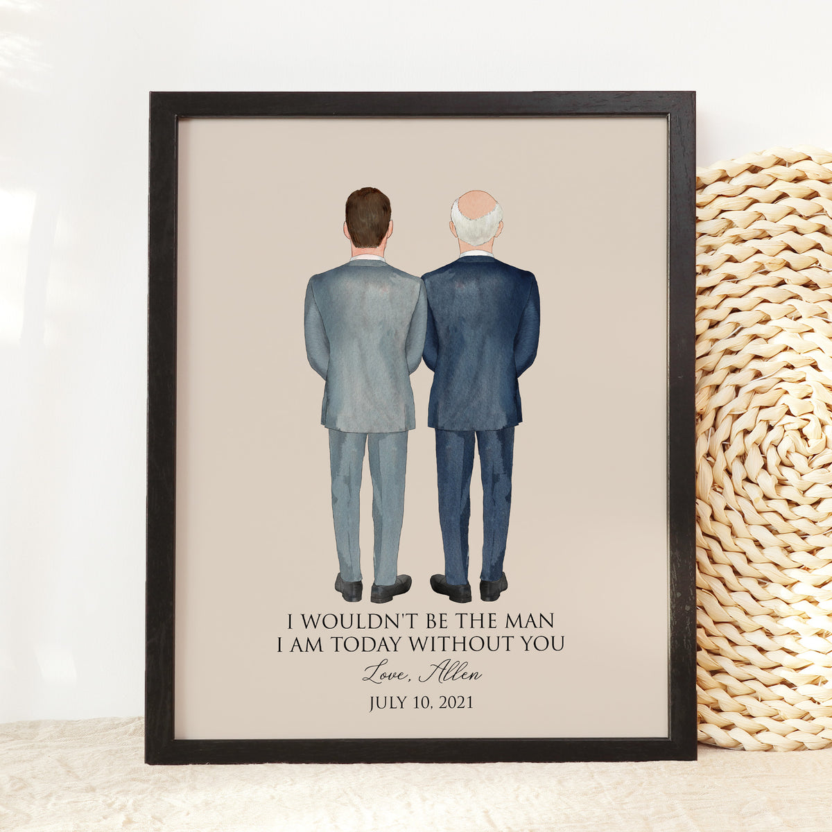 Custom Groom & Father Wedding Portrait | Father of Groom Gift