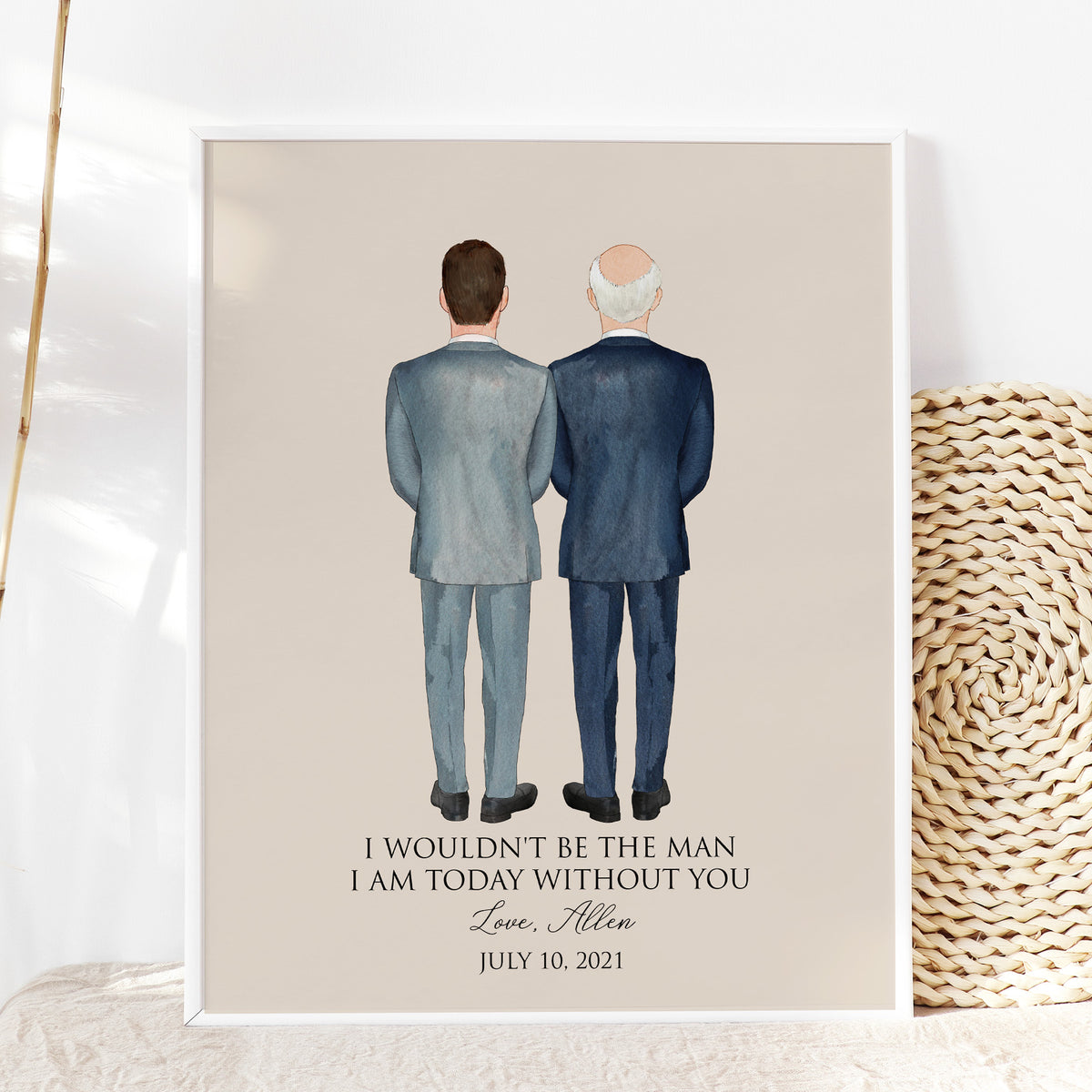 Custom Groom & Father Wedding Portrait | Father of Groom Gift