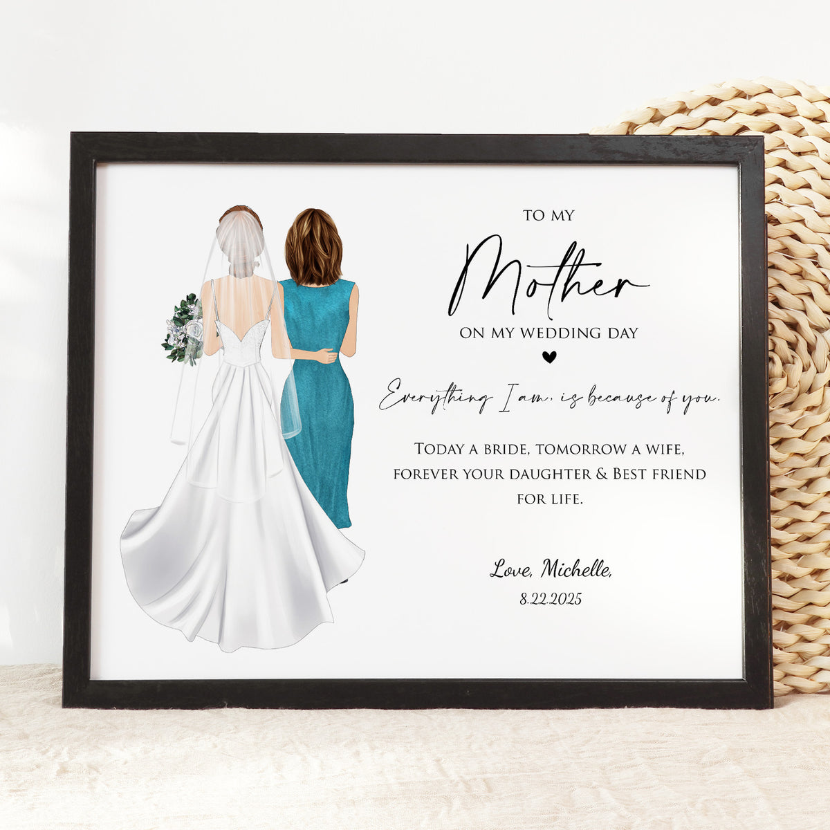 Custom Mother of Bride Portrait | Personalized Wedding Day Gift
