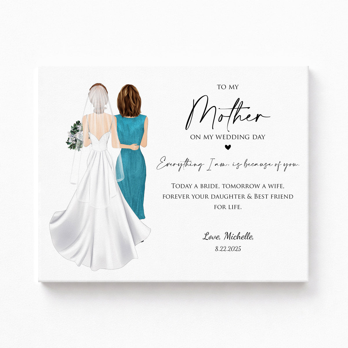 Custom Mother of Bride Portrait | Personalized Wedding Day Gift