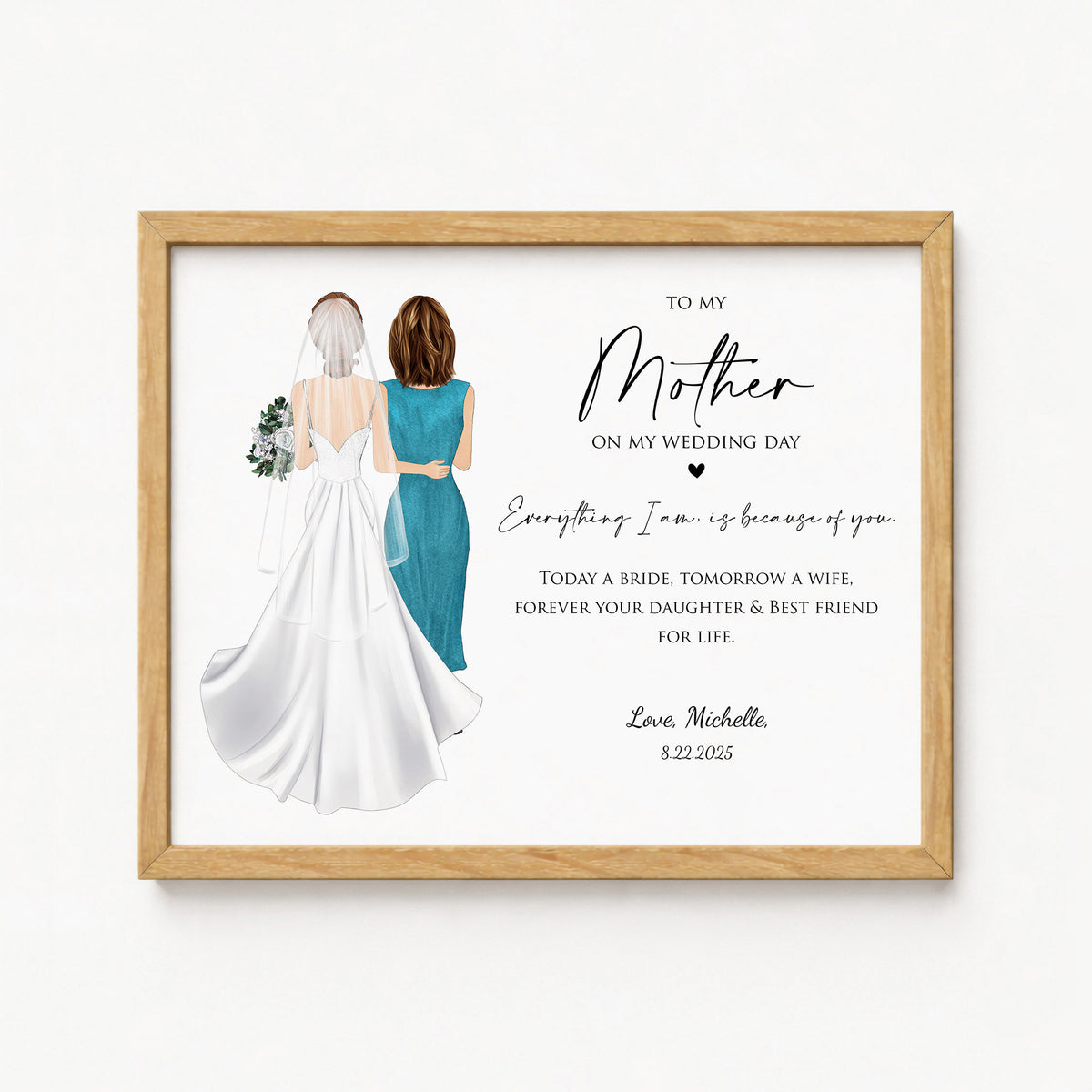 Custom Mother of Bride Portrait | Personalized Wedding Day Gift