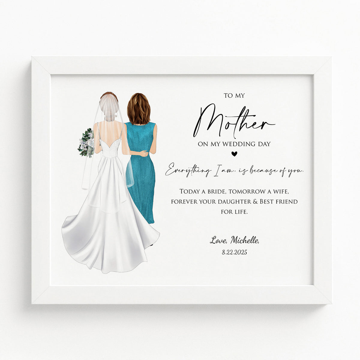 Custom Mother of Bride Portrait | Personalized Wedding Day Gift