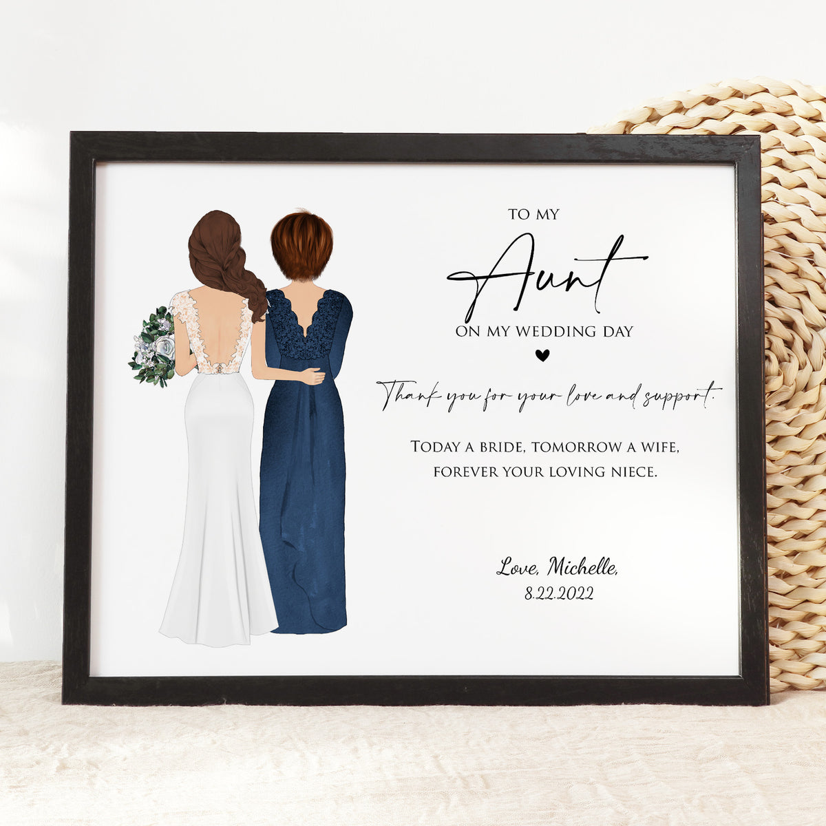 Custom Aunt of the Bride Portrait | Wedding Day Gift for Aunt